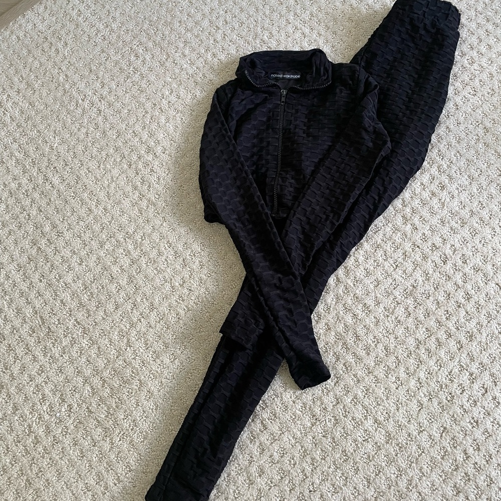Naked Wardrobe Black Textured Jogger Set